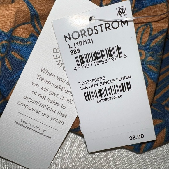 NWT TREASURE & BOND Kids' Hawaiian Short Sleeve Button Up Brown/Tan Size L 10-12 - Picture 5 of 8